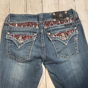 Miss Me Denim Jeans with Red Accents